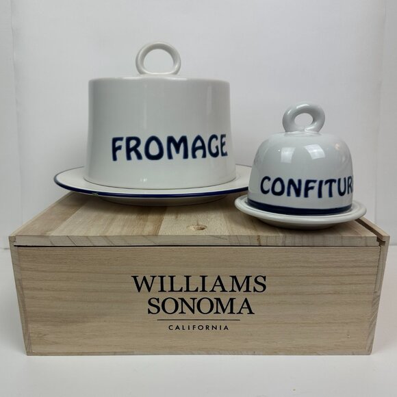 🧀 Williams Sonoma – Bistro Français 2012 Fromage & Confiture Domes w/ Lids 🧀 - Picture 1 of 16